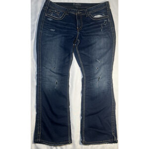 Silver Jeans Women Frances 18” Bootcut 20/L31 Thick Stitch Western Distressed